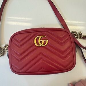 Gucci Red Chevron Crossbody Bag